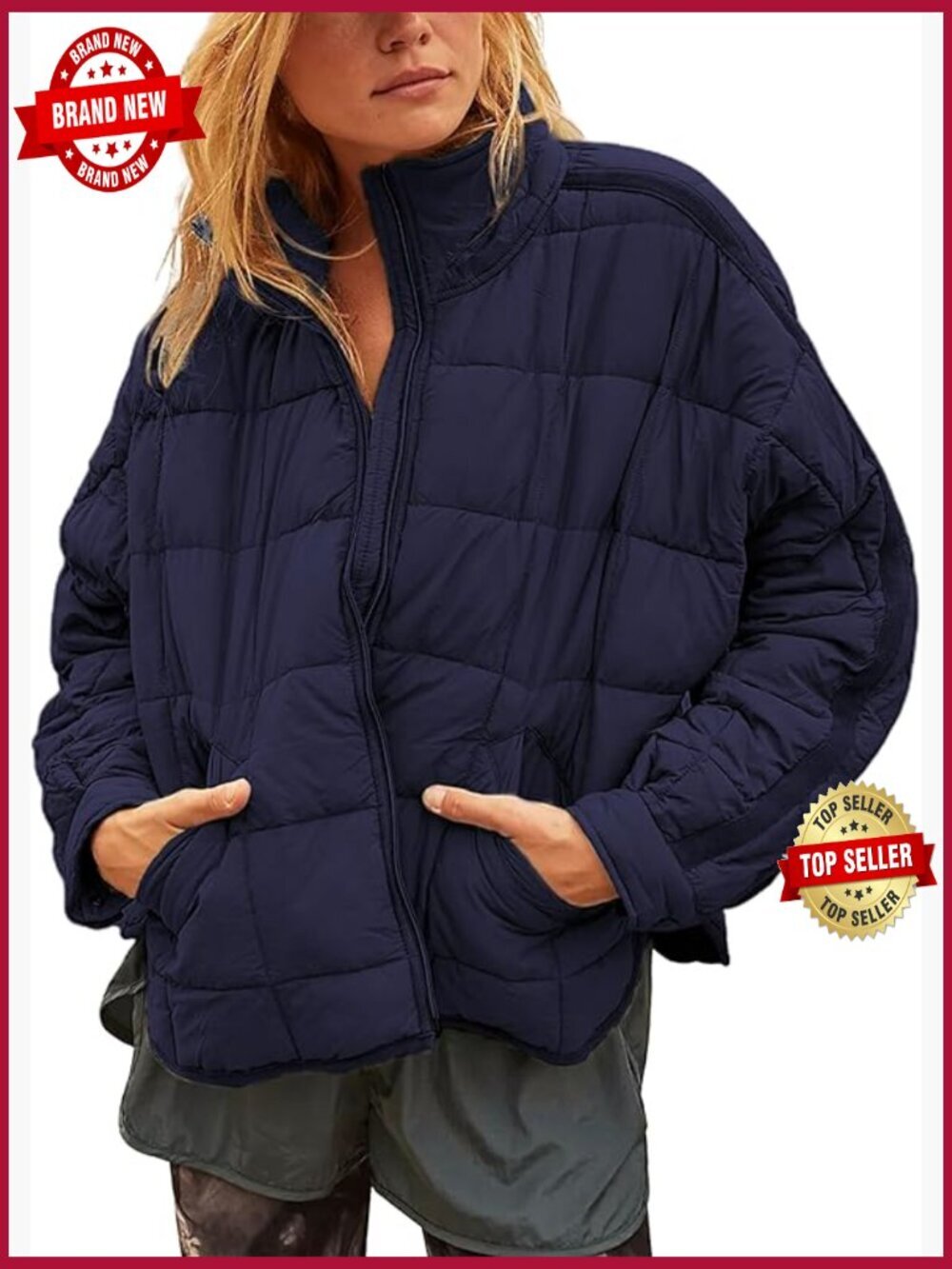 Lightweight Quilted Puffer Jacket Zip Up Short Winter Coat
